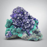Electric Blue Azurite on Malachite